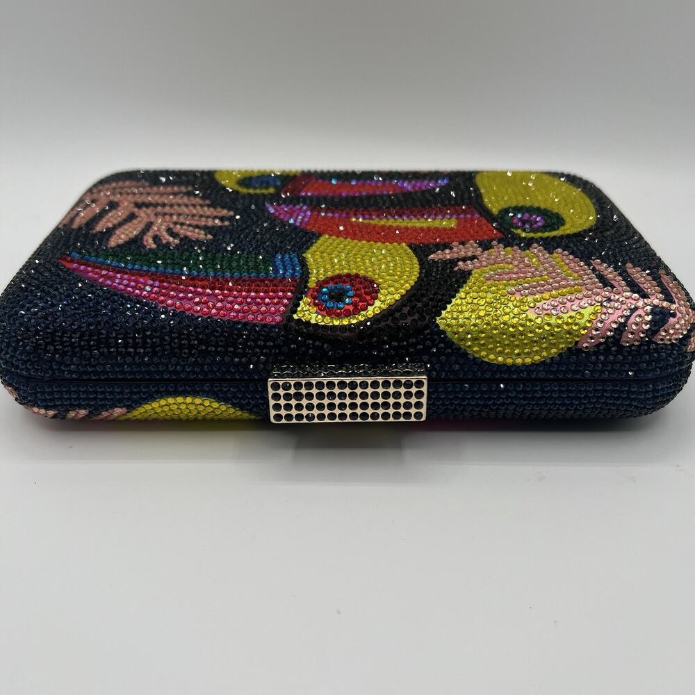 Vibrant Rhinestone Toucan Clutch Bag Crystal Beaded Evening Purse Cocktail Party